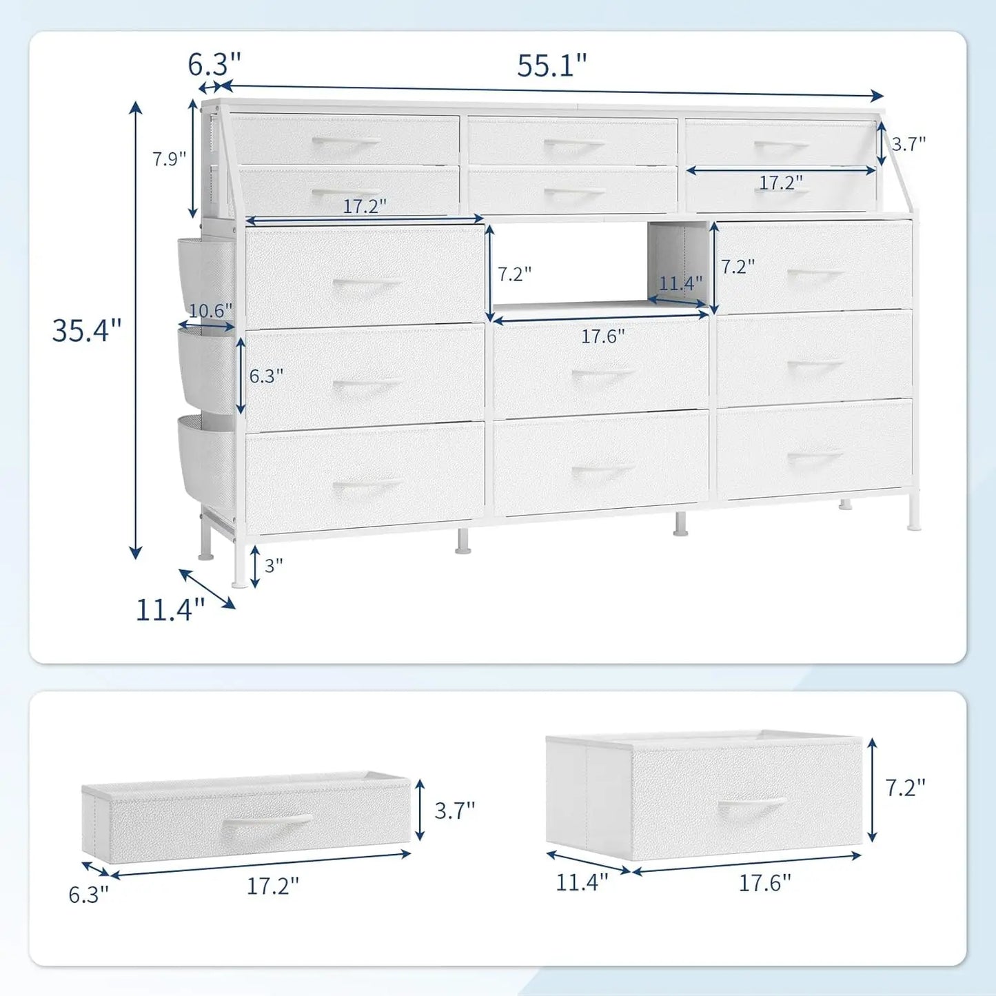 14 Drawer Dresser With Wooden Top Frame Television Stand