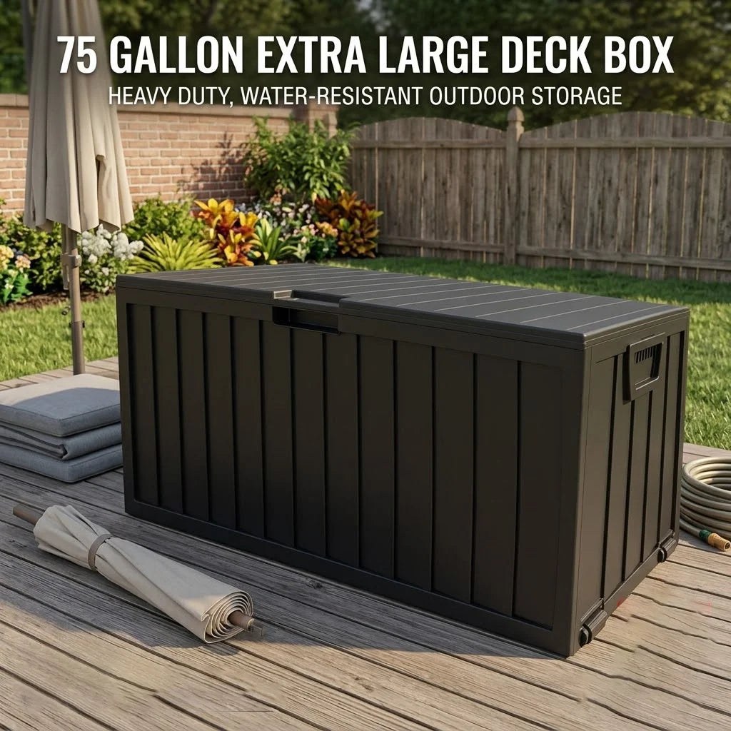 Heavy Duty Outdoor Deck Storage Box With Secure Latch