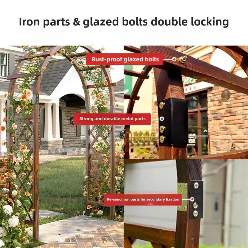 Outdoor Solid Wood Garden Arch Trellis Climbing Vines