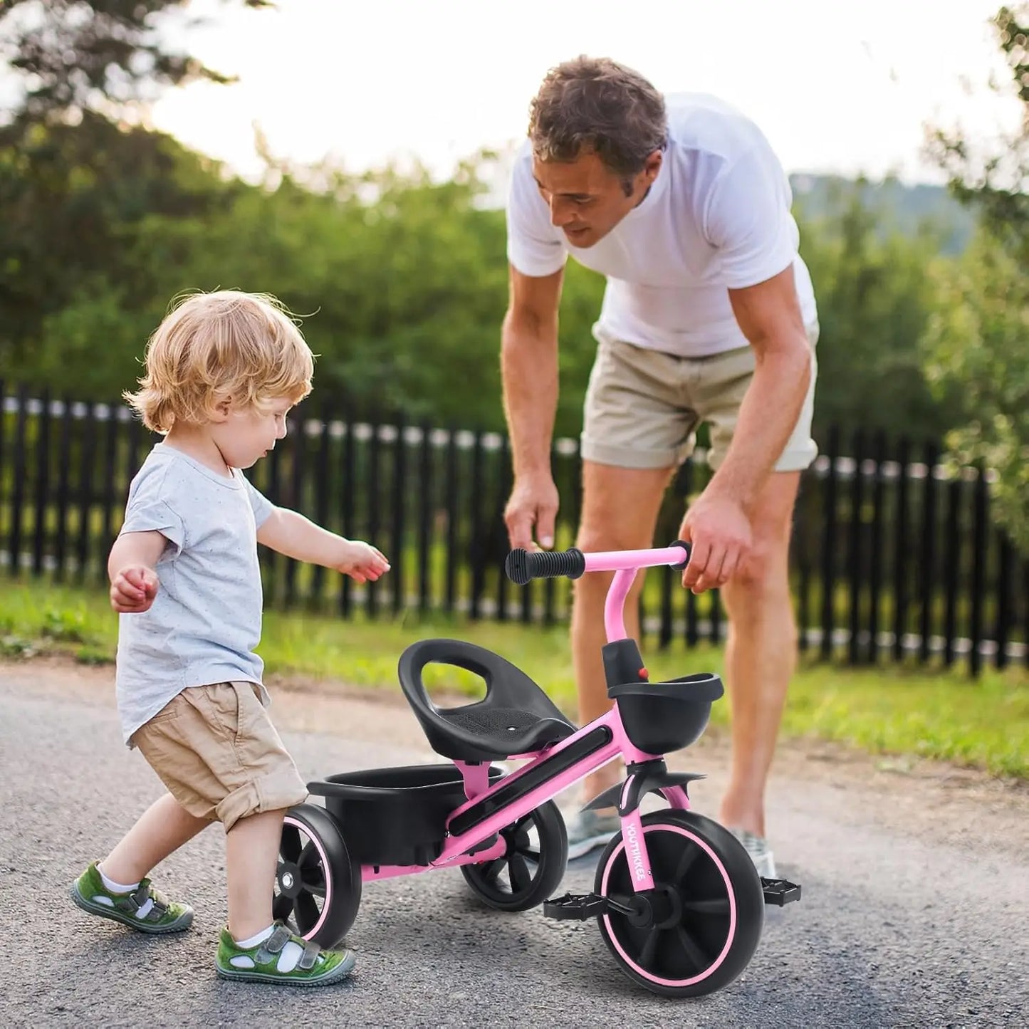 Kids Tricycle with LED Lights for Toddlers Three-Wheel Design