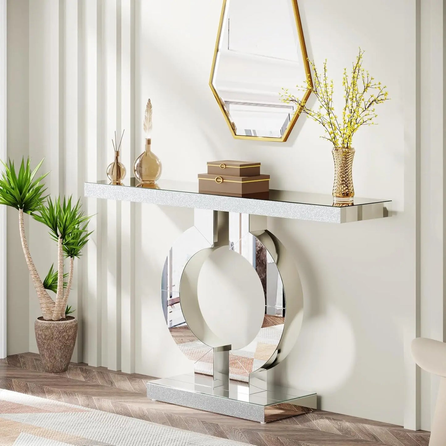 Tribesigns Mirrored Console Table Minimalist Modern Entryway