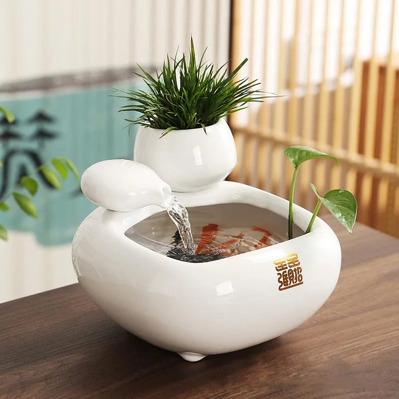 Ceramic Fountain Waterfall Vase Feng Shui Water Feature