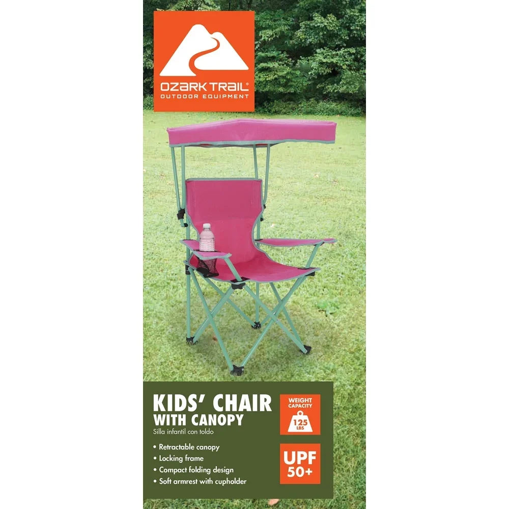 Kids Canopy Camp Chair With Sunshade And Cup Holder