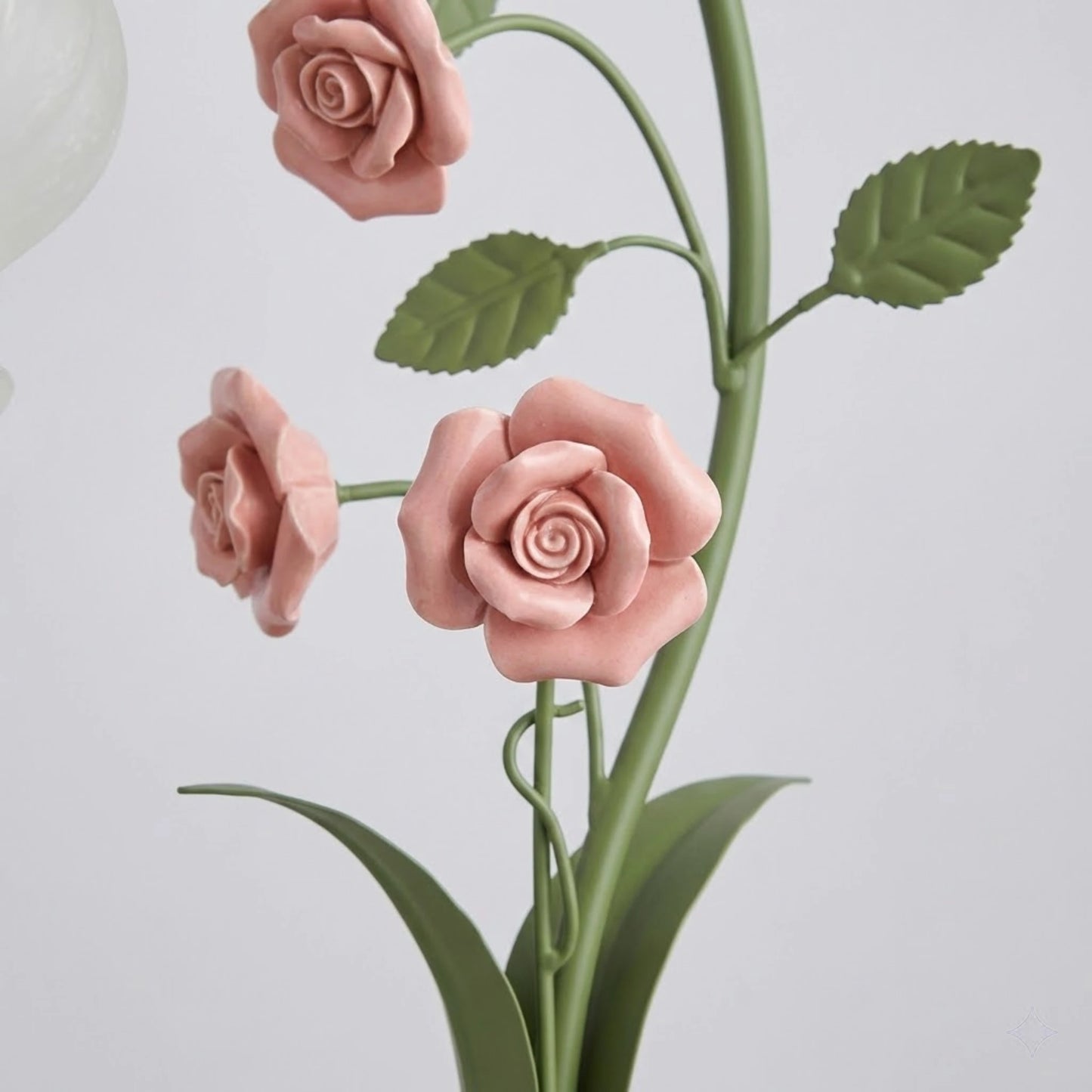 Bymaocar Ceramic Rose Desk Lamp With Glass Shade E26
