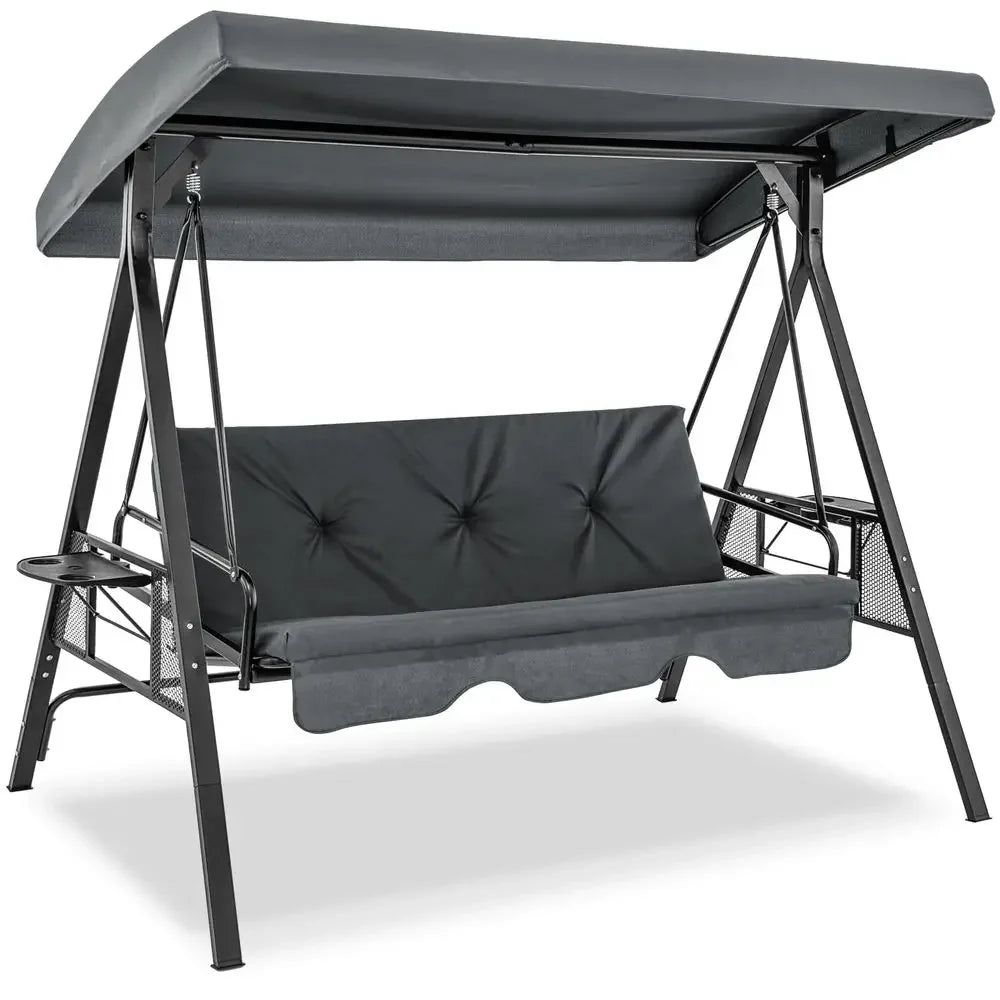 XMSJ 2in1 Convertible Porch Swing Bed With Canopy Cushions