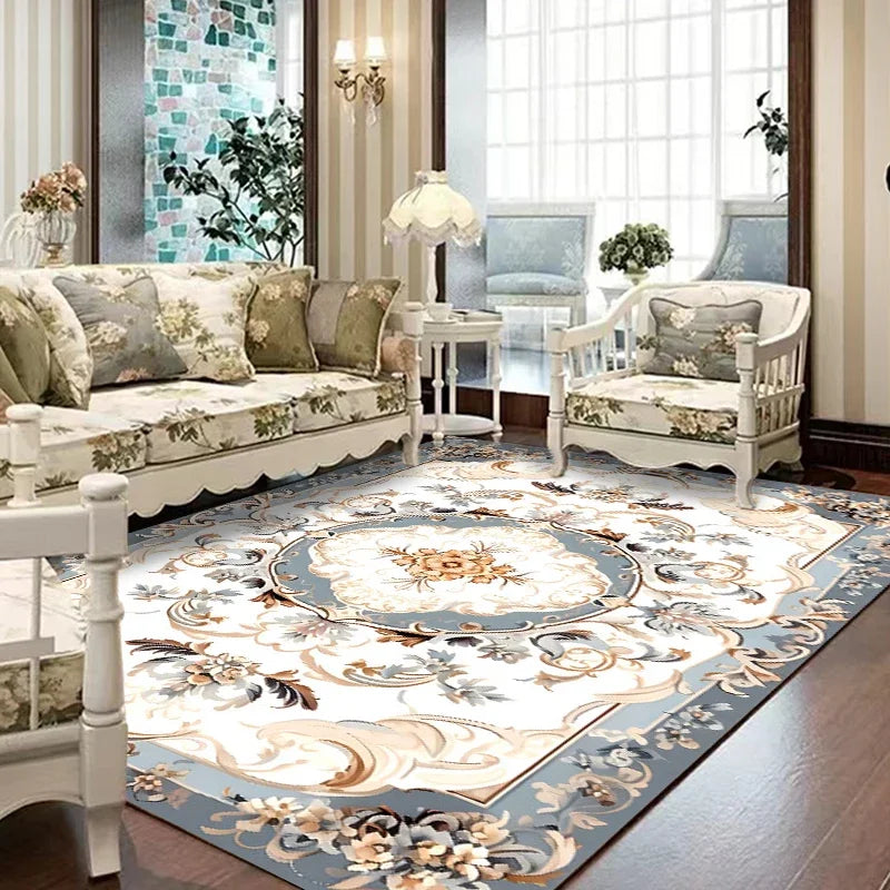 Pastoral Style Polyester Floor Rug for Living Room Bedroom