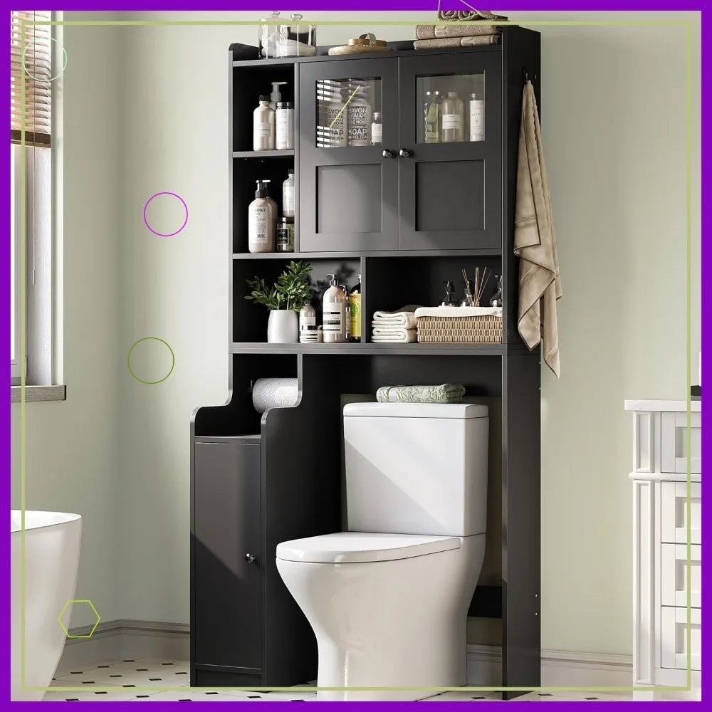 Over The Toilet Storage Cabinet With Glass Doors Bathroom