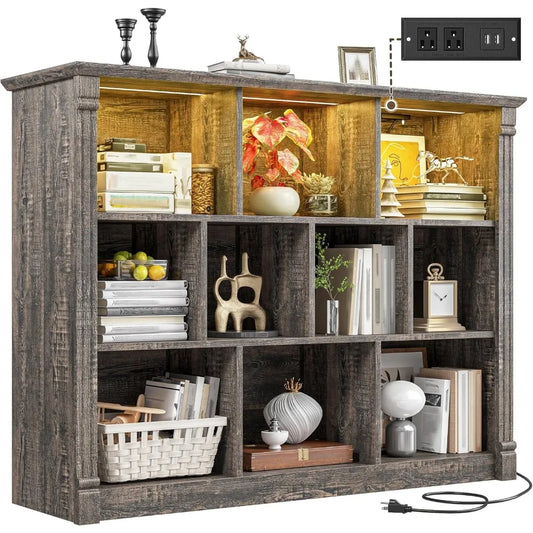 10 Cube Storage Organizer with LED Light and Charging Station for Home and Office