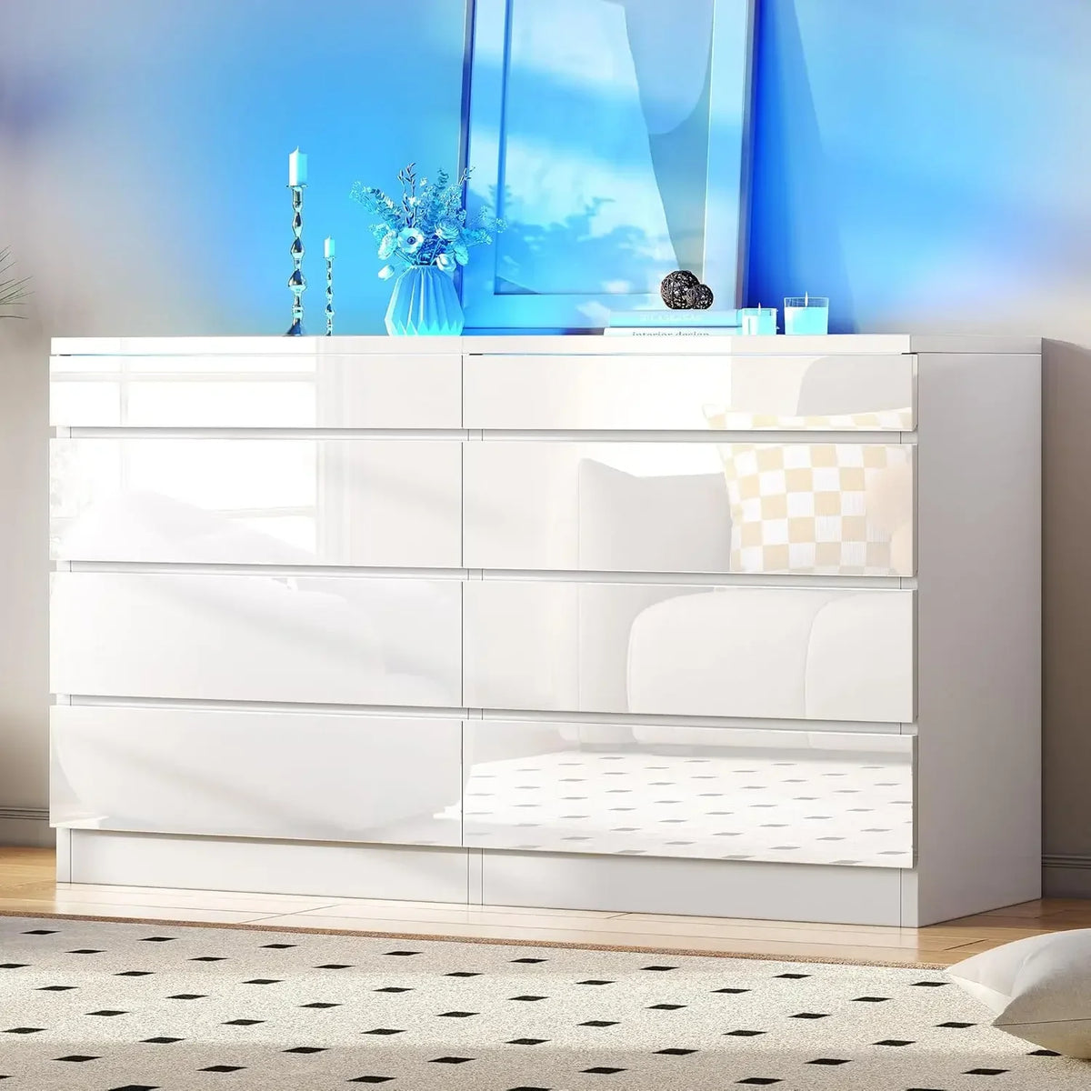 Modern Wooden Bedroom Dresser With Large Storage Cabinet