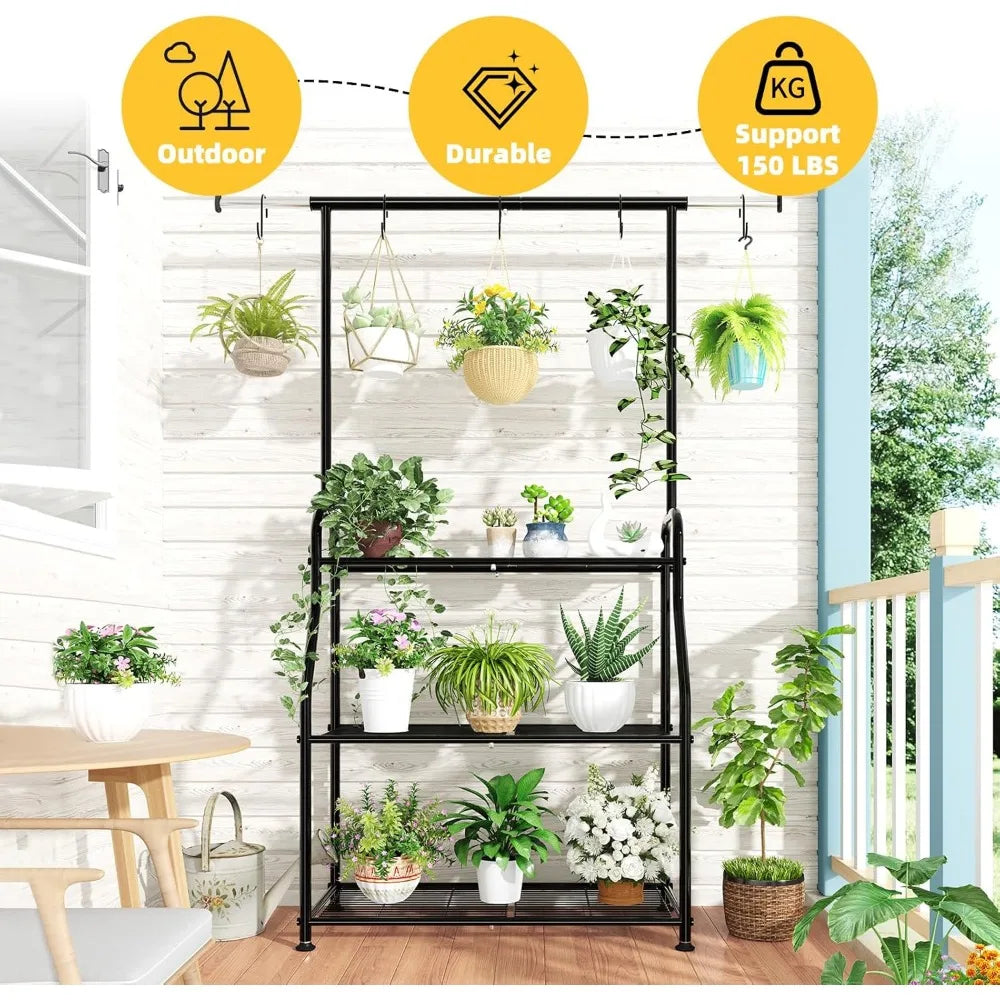 NBVCX Heavy Duty Metal Plant Stand Indoor Outdoor Shelf