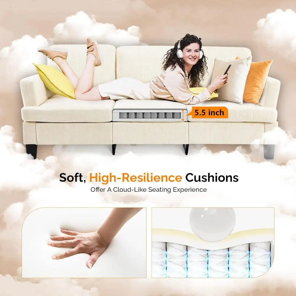Premium Corduroy Three Seater Couch For Small Spaces