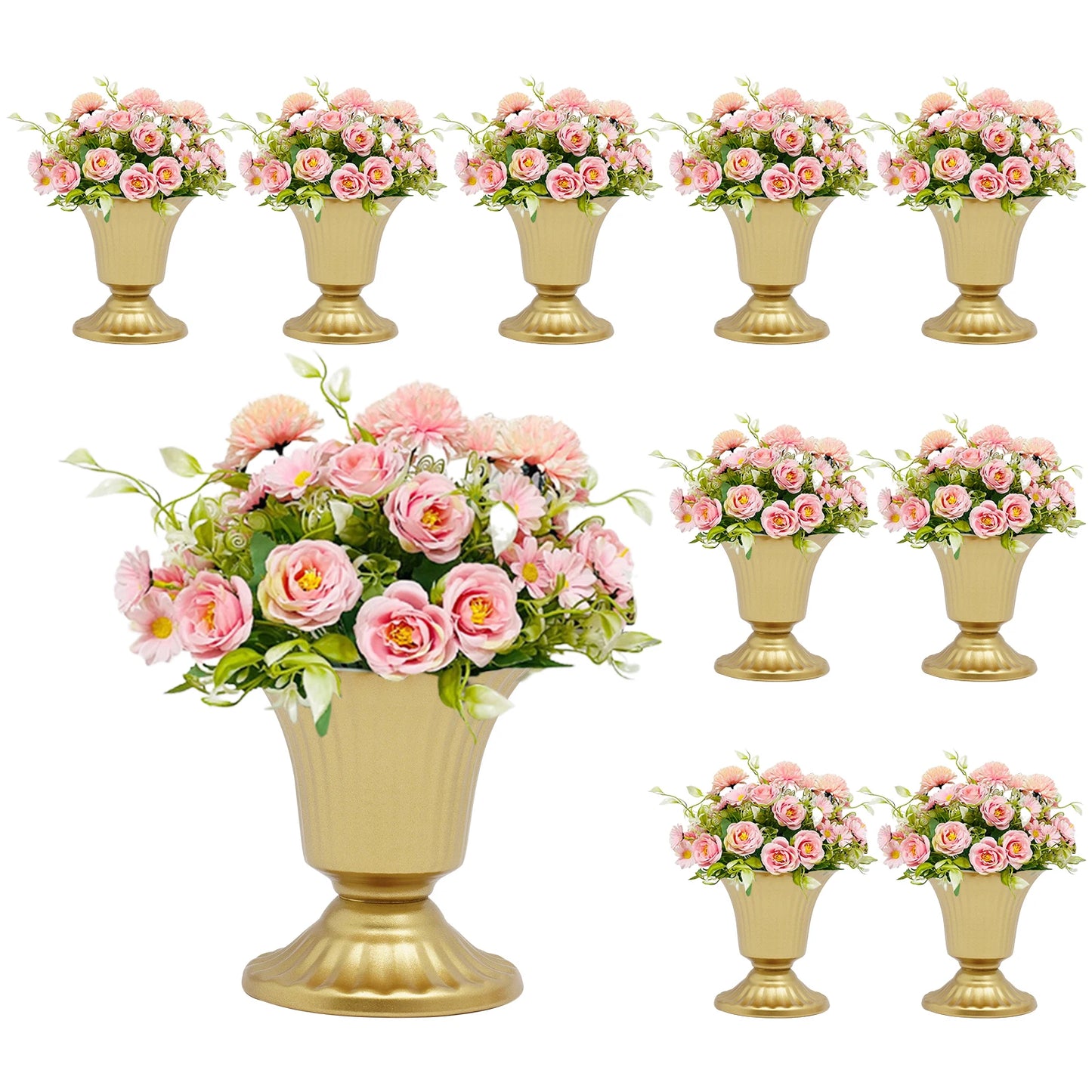 Floral Centerpiece Vases 10 Piece Iron Trumpet Set