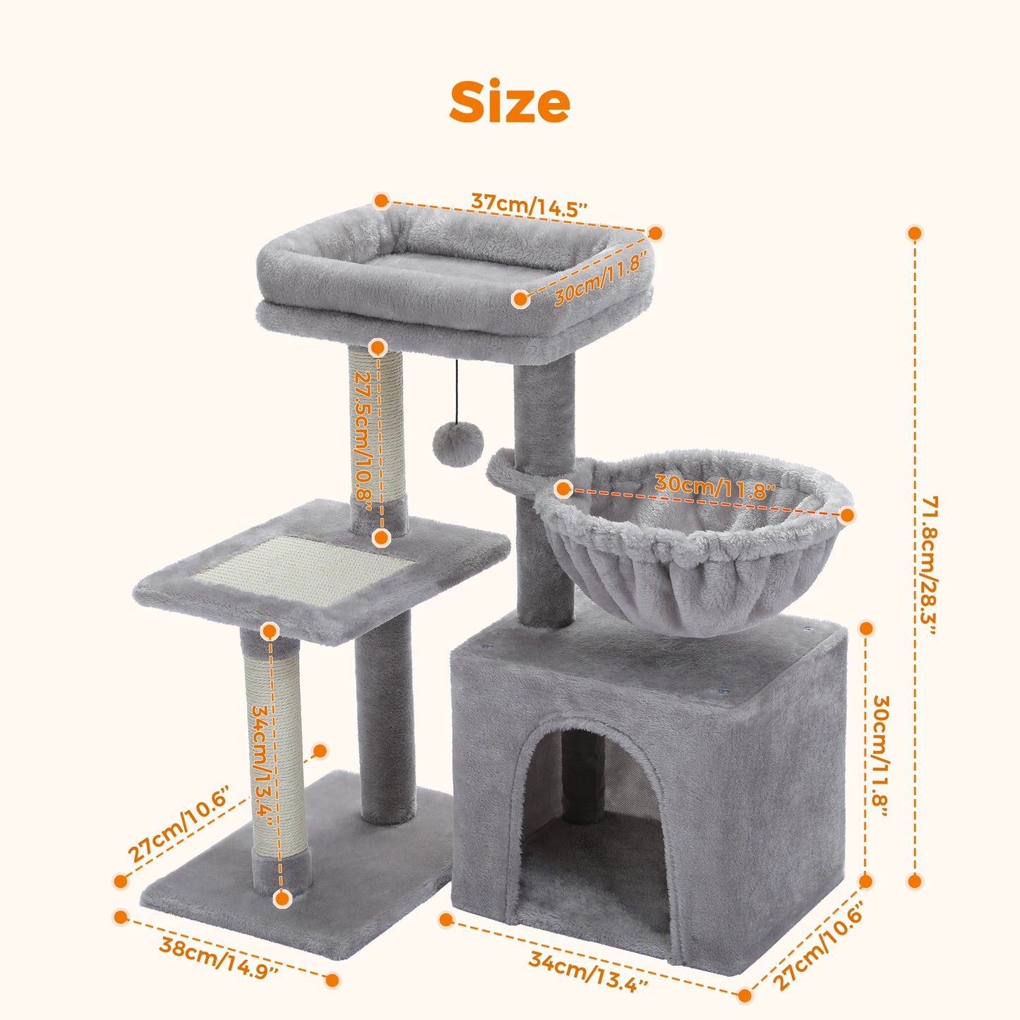 PAWZ Road Cat Tower For Indoor Cats Scratching Posts