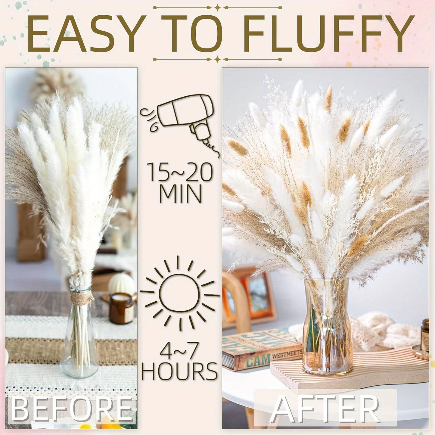 Zhejiang Pampas Grass Bouquet Natural Dried Decor Accent