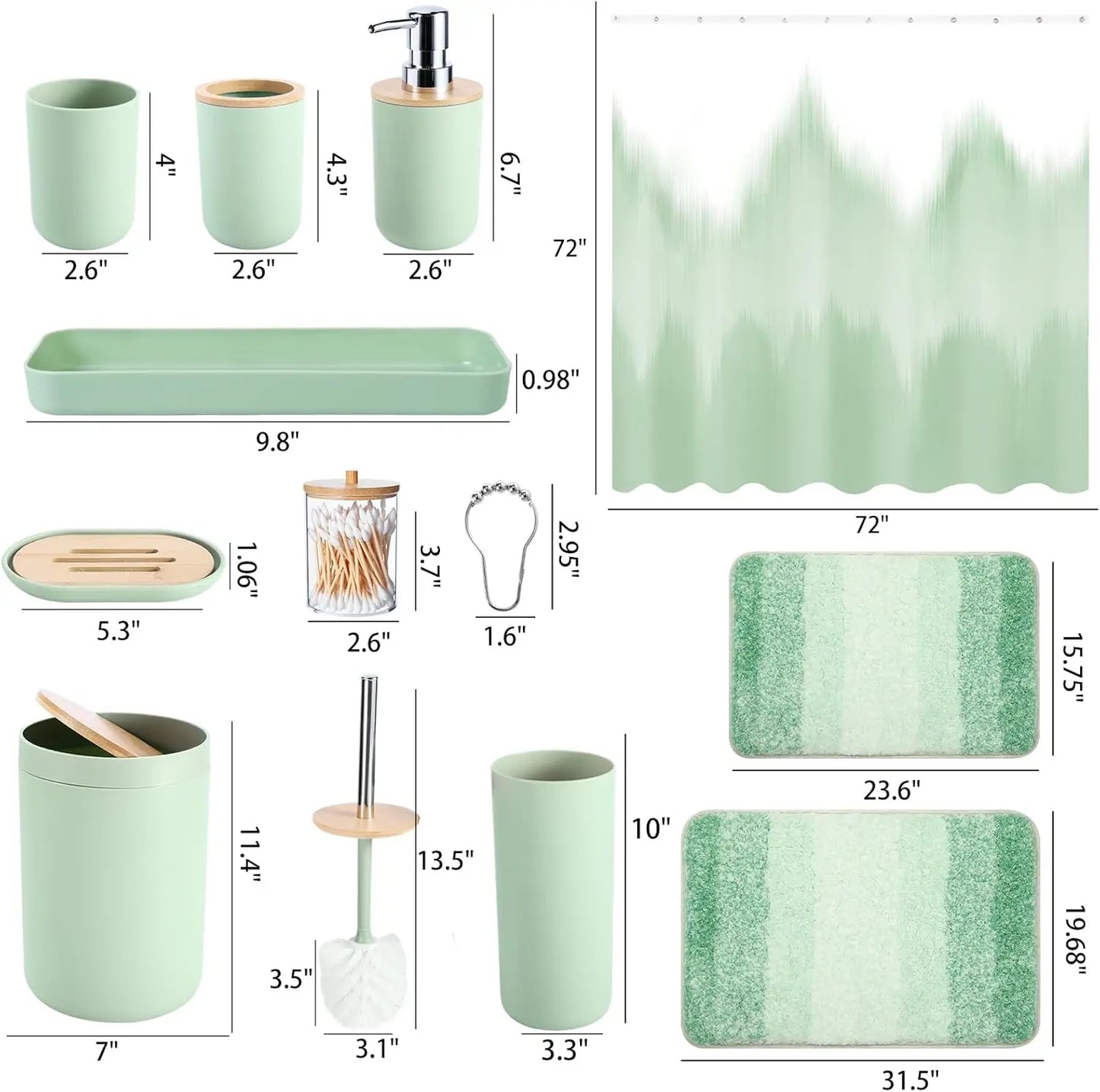 Waterproof Shower Curtain Set With Ultra Absorbent Rug