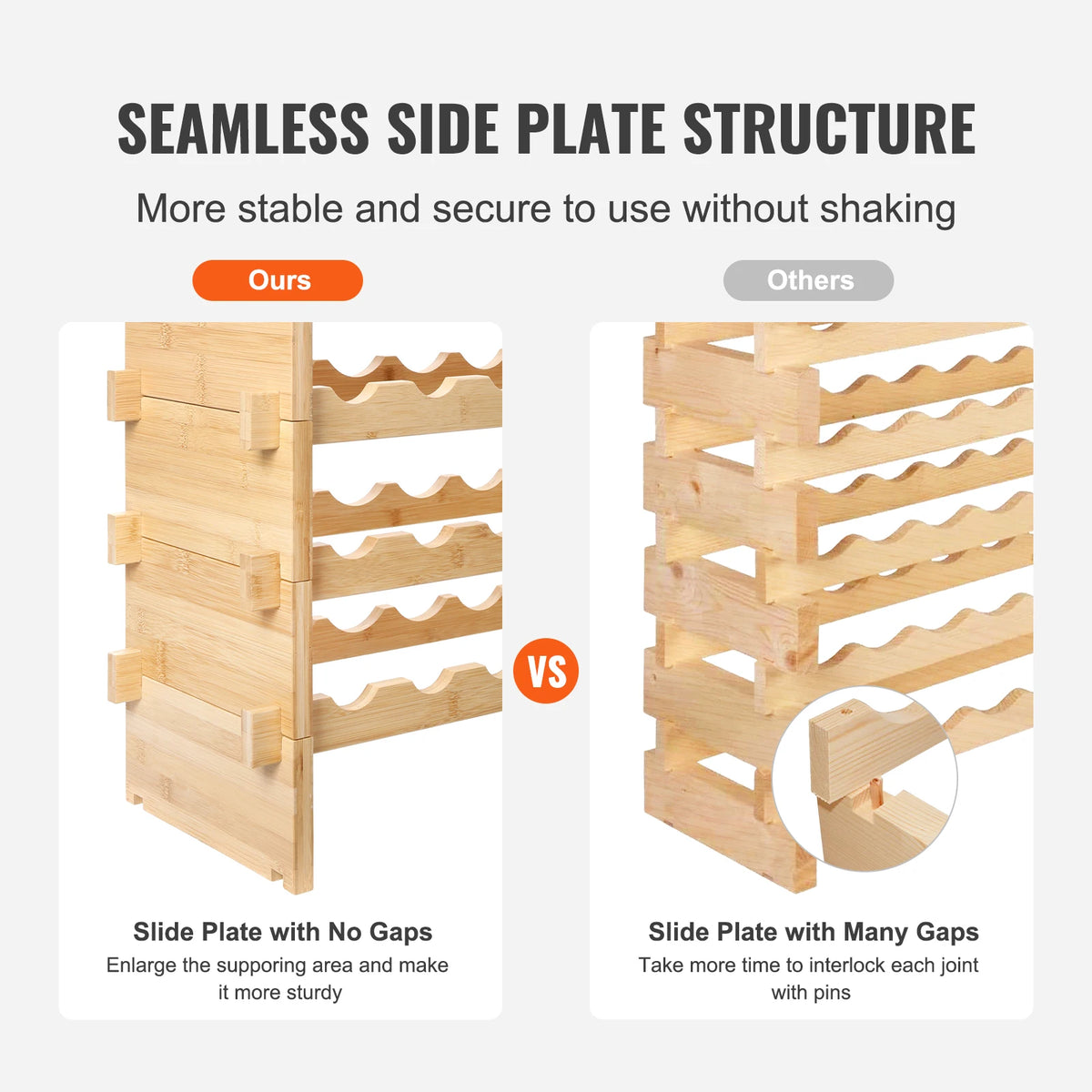 SucceBuy Stackable Modular Bamboo Wine Rack Storage Display Shelves