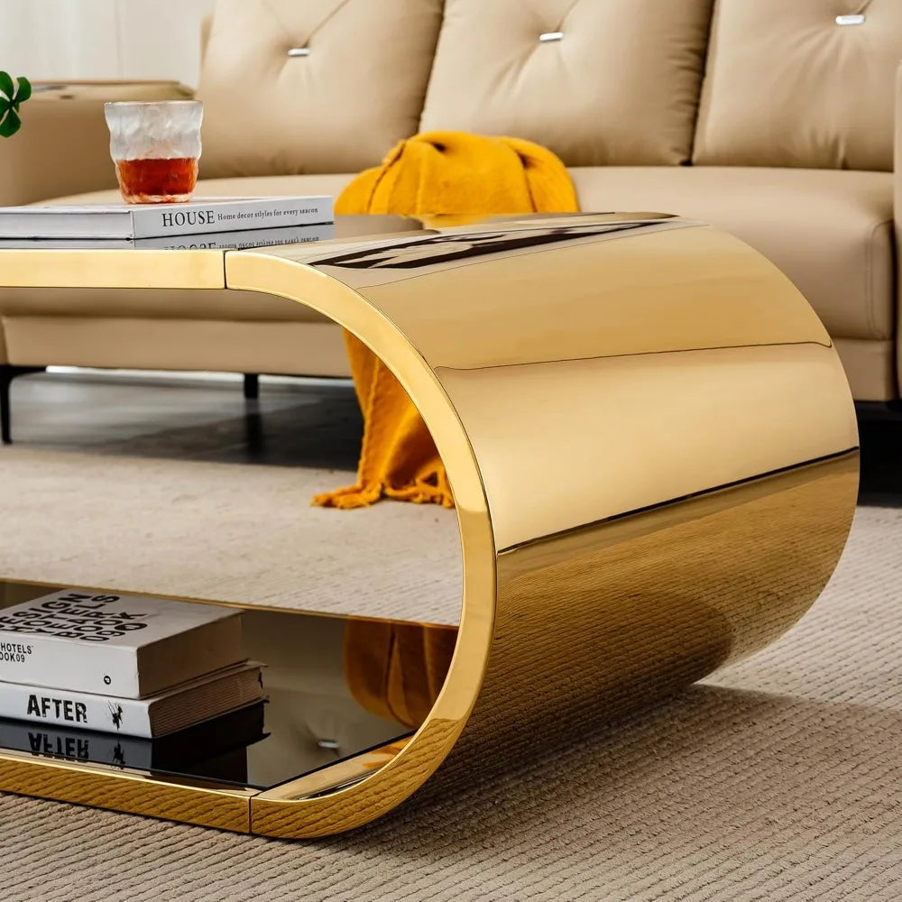 Tempered Glass Coffee Table With Stainless Steel Frame