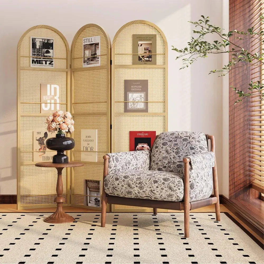 Room Divider With Builtin Bookshelf Foldable Privacy Screen