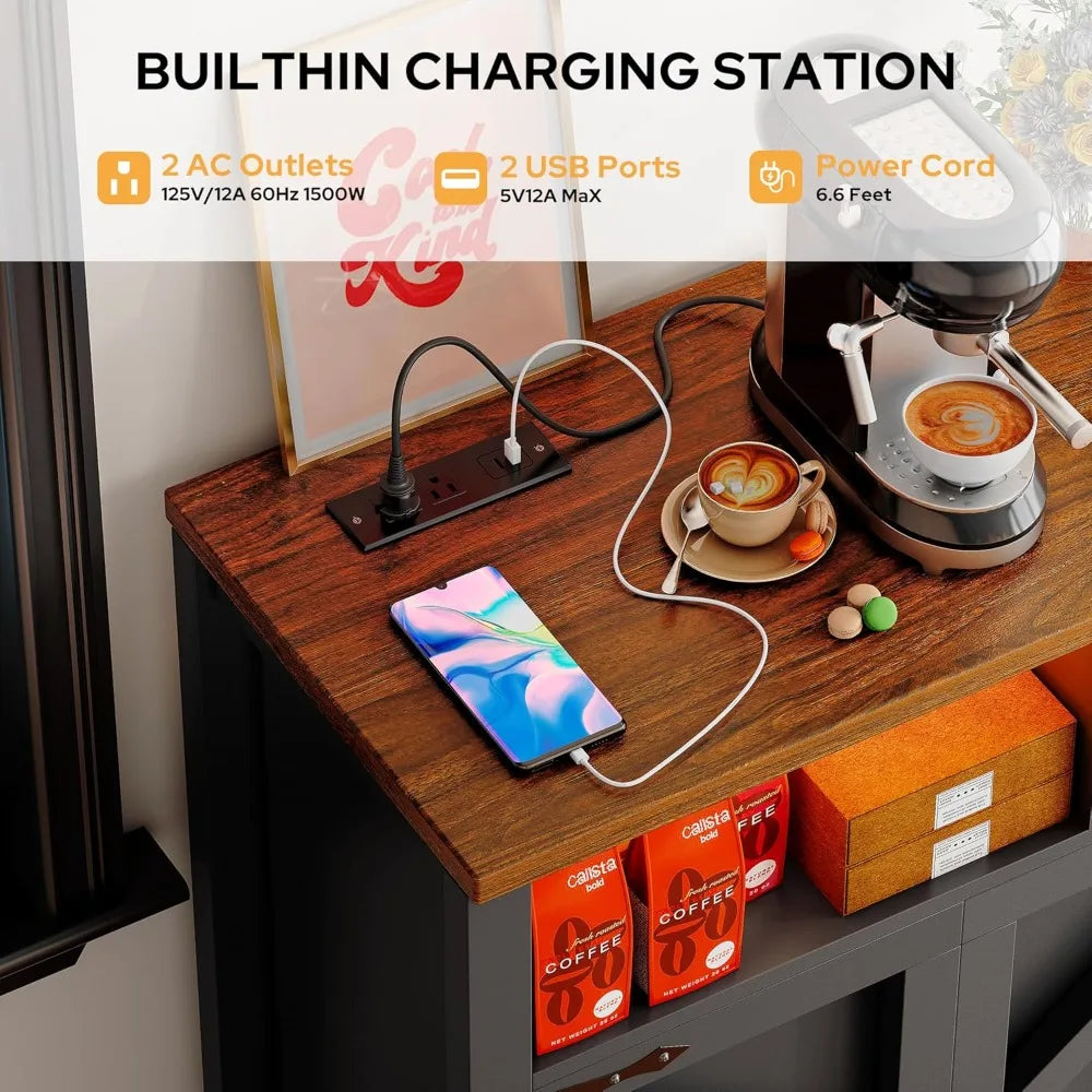 MKDK Buffet Sideboard With Storage And LED Lighting