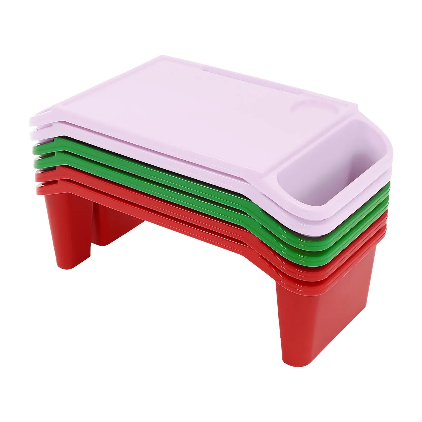 Hign-concerned 6 Pack Kids Lap Desk Trays Durable PP Plastic With Side Slots For Study And Play