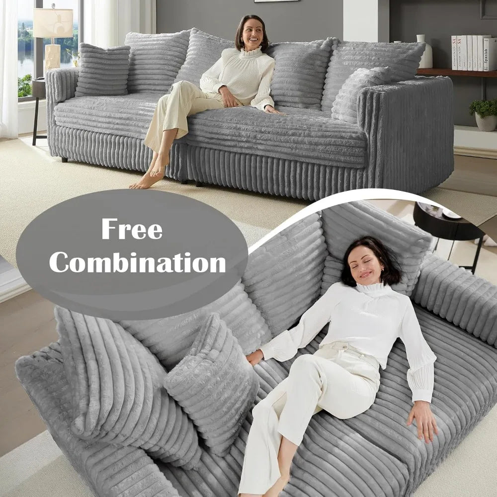 104.3 Inch Cloud Couch Modular Sectional Sofa with Plush Pillows and Memory Foam