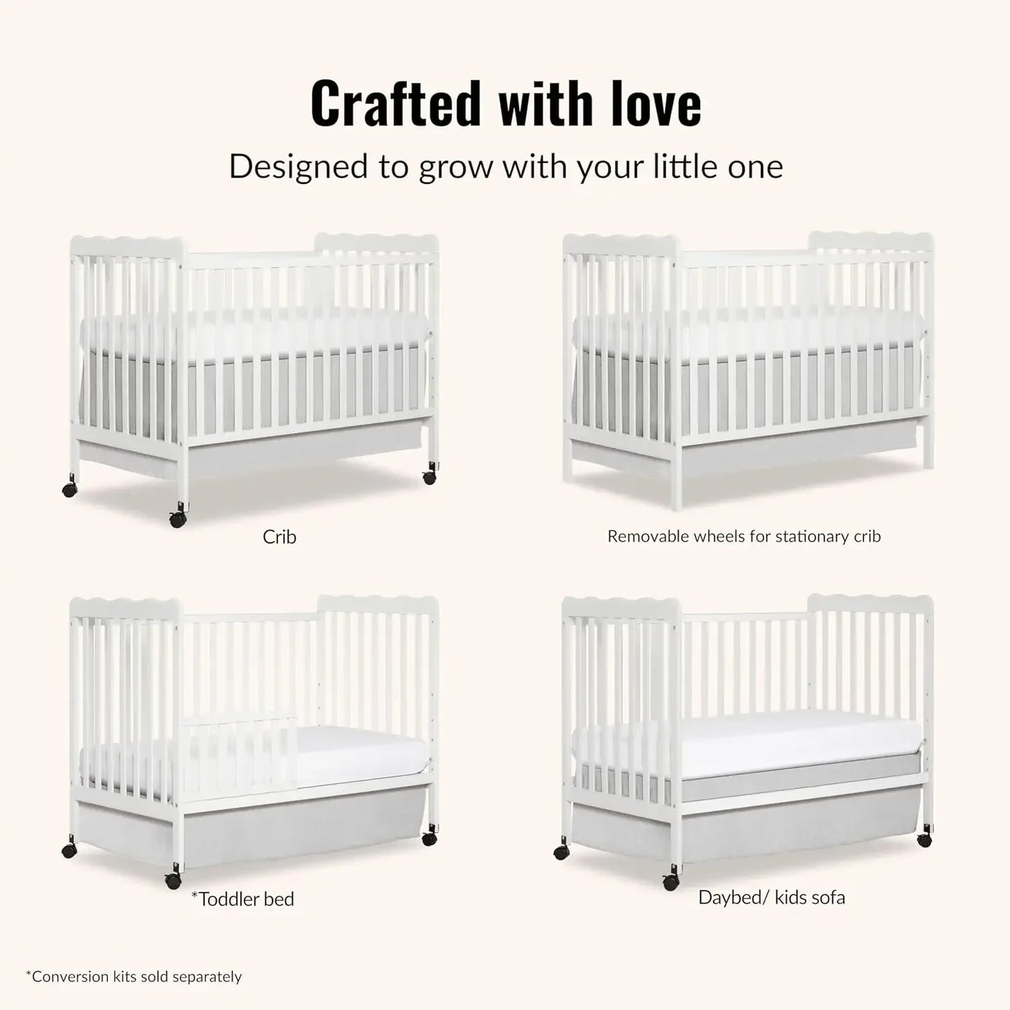 Carson Classic 3-In-1 Convertible Baby Crib Greenguard Gold JPMA