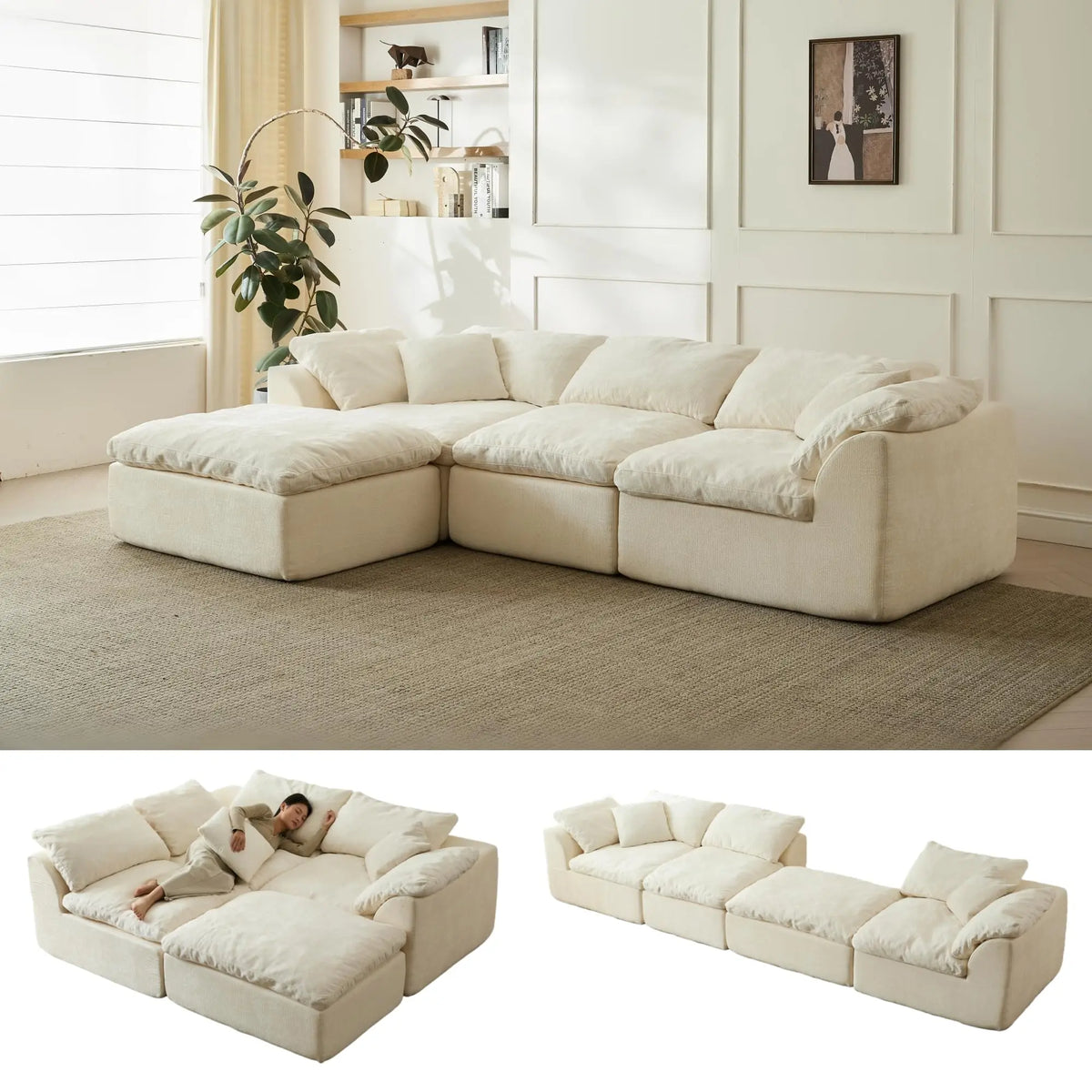 Yeflixvrau Modern L Shaped Modular Sectional Sofa With Ottoman