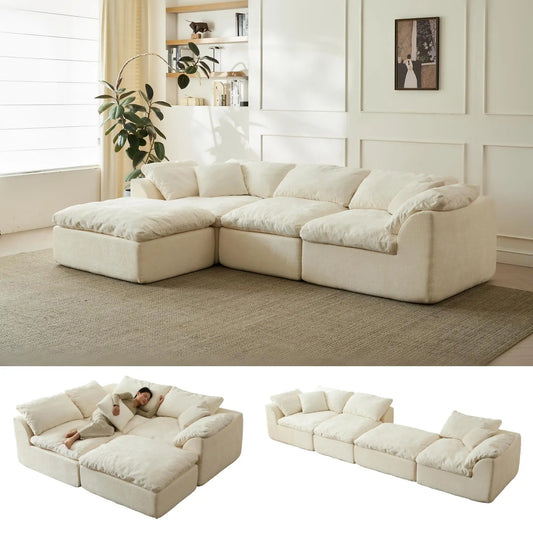 Yeflixvrau Modern L Shaped Modular Sectional Sofa With Ottoman