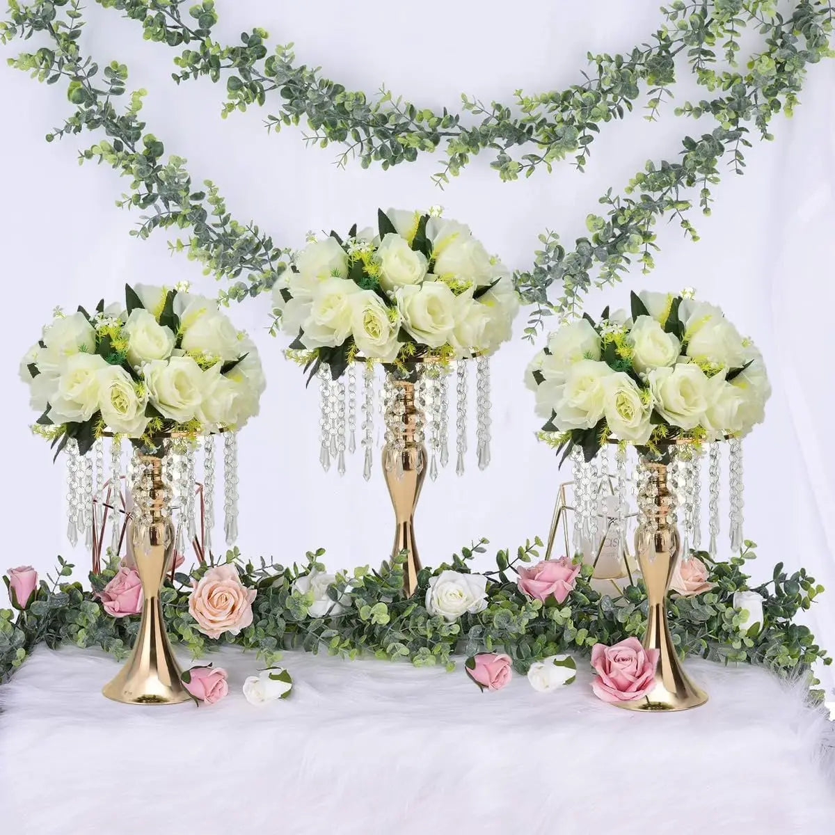 Guangdong 8 Piece Wedding Centerpiece Crystal Vase Set
