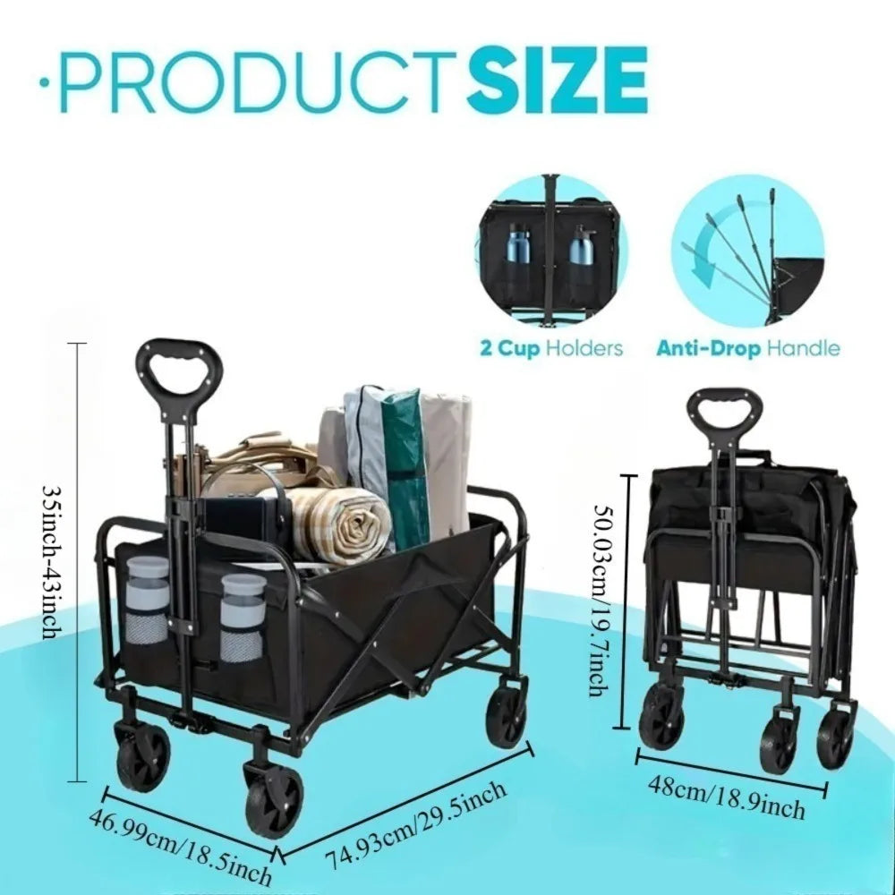 Collapsible All-Terrain Wagon Cart Heavy-Duty For Beach Camping Shopping