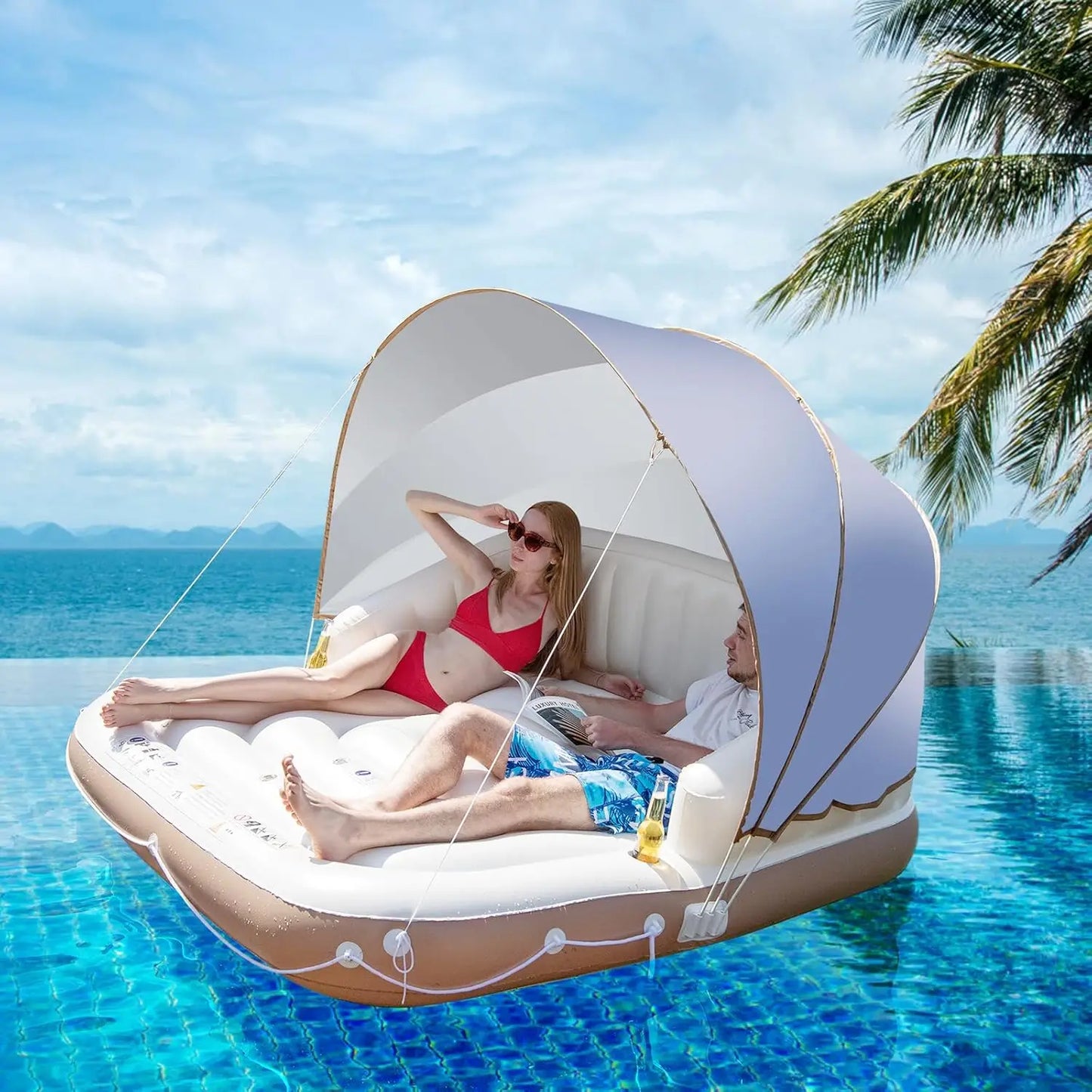Inflatable Island With Canopy Sunshade for Outdoor Parties