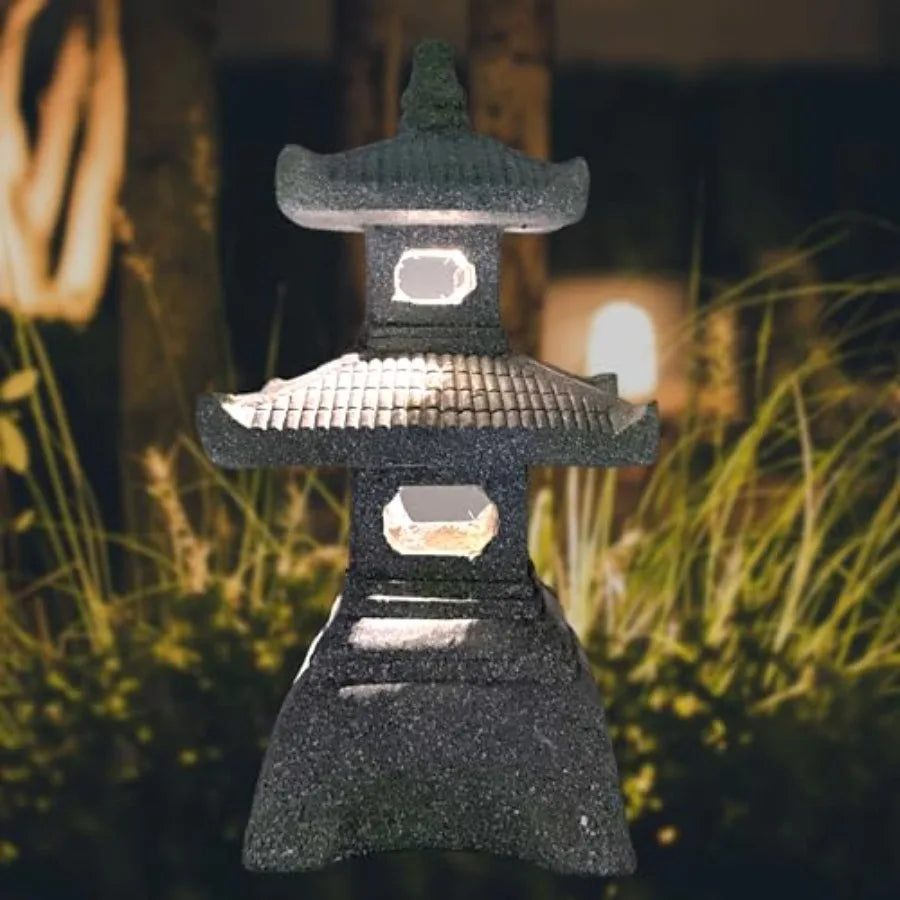 Pagoda Garden Statue LED Solar Powered Outdoor Lantern
