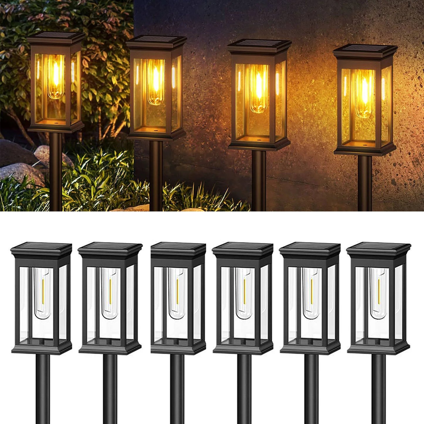 KPSTEK Solar Lights 6 Pack Outdoor Garden Pathway Glow