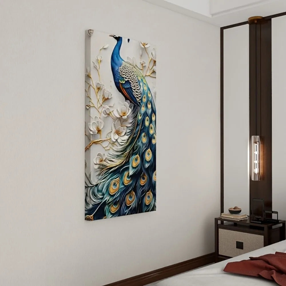 Hign-concerned Peacock Canvas Wall Art With Wood Frame