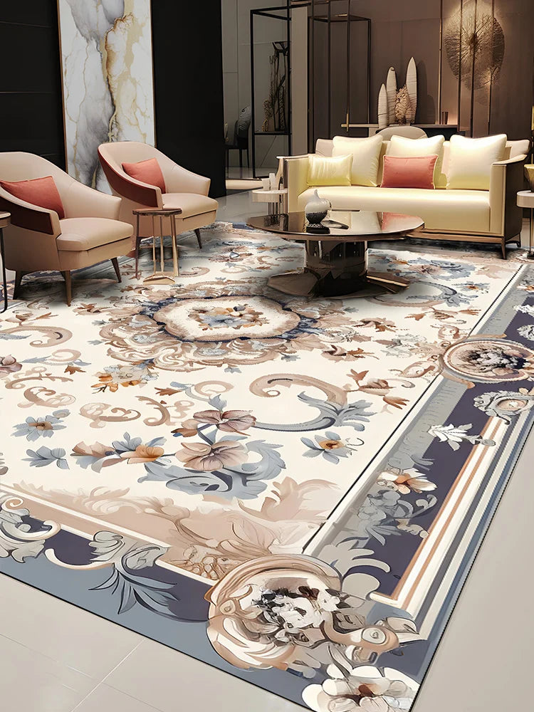 Pastoral Style Polyester Floor Rug for Living Room Bedroom