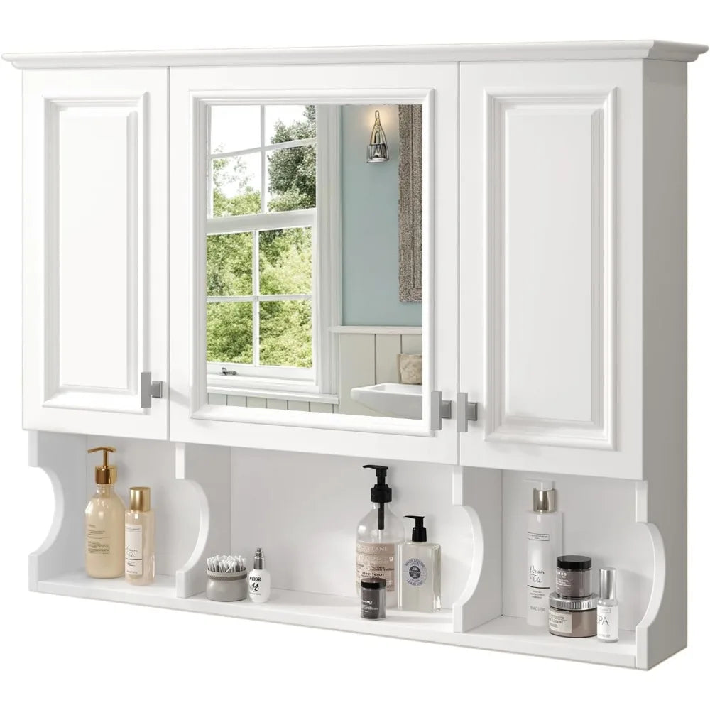 Bathroom Wall Cabinet With Mirror And Open Shelves