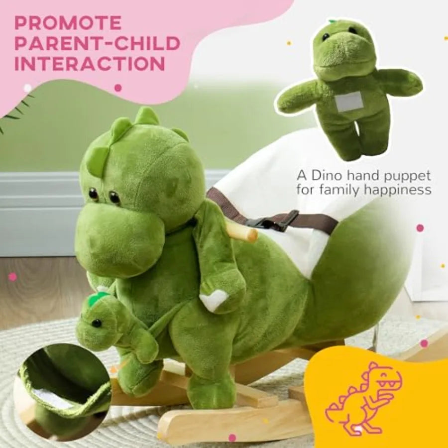 Baby Rocking Horse Dinosaur Plush Rocker With Seat Belt