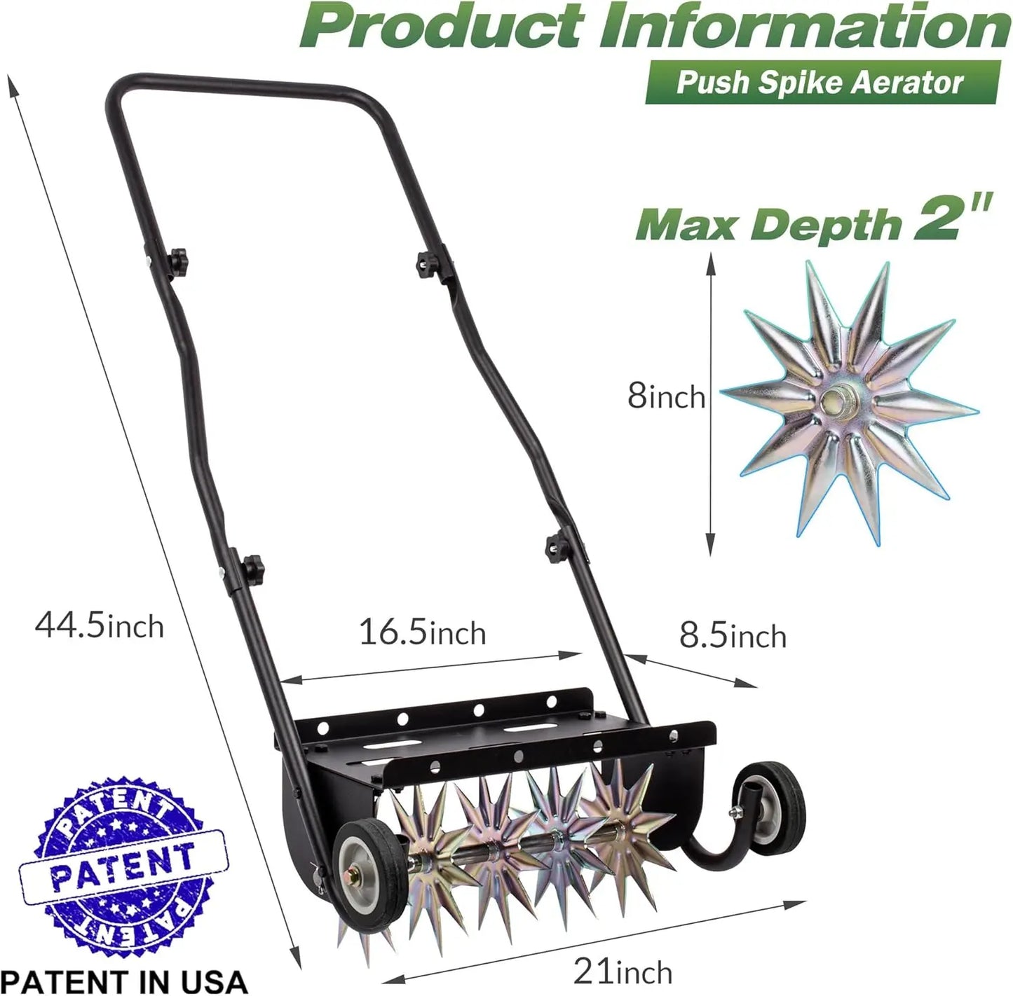 XMSJ Heavy Duty Rolling Spike Lawn Aerator Manual Aeration Equipment For Lawn Care