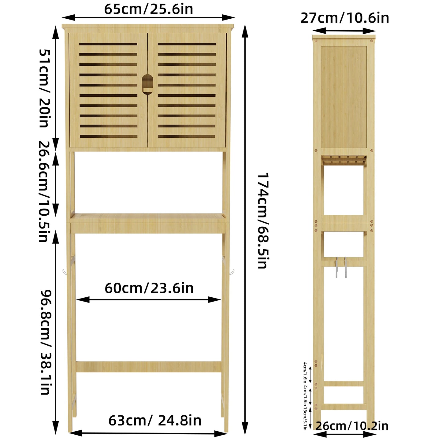 Wisfor Bamboo Over The Toilet Bathroom Storage Cabinet