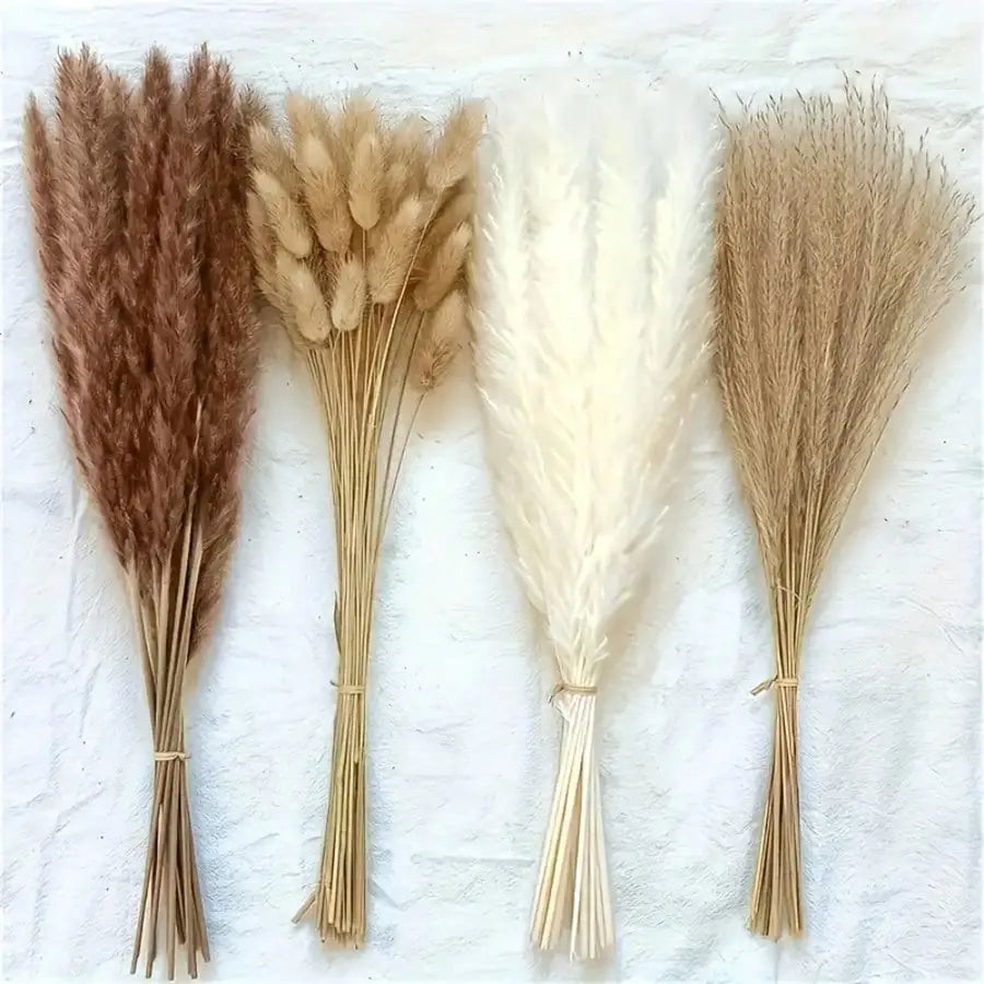 Bohemian White Faux Pampas Grass Decorative Reed Bouquet