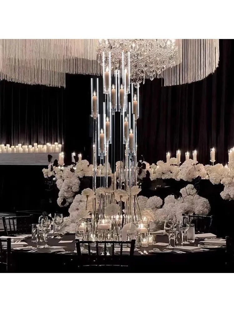 Acrylic Floor Candelabra 10 Arm Centerpiece For Wedding