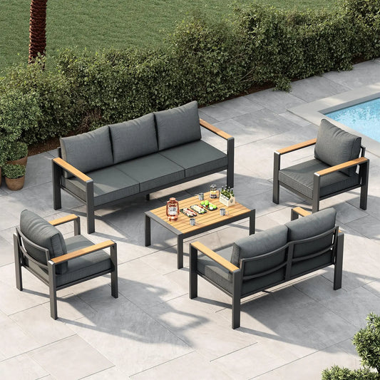 HiMISS 7 Seat Aluminum Patio Furniture Set With Cushions