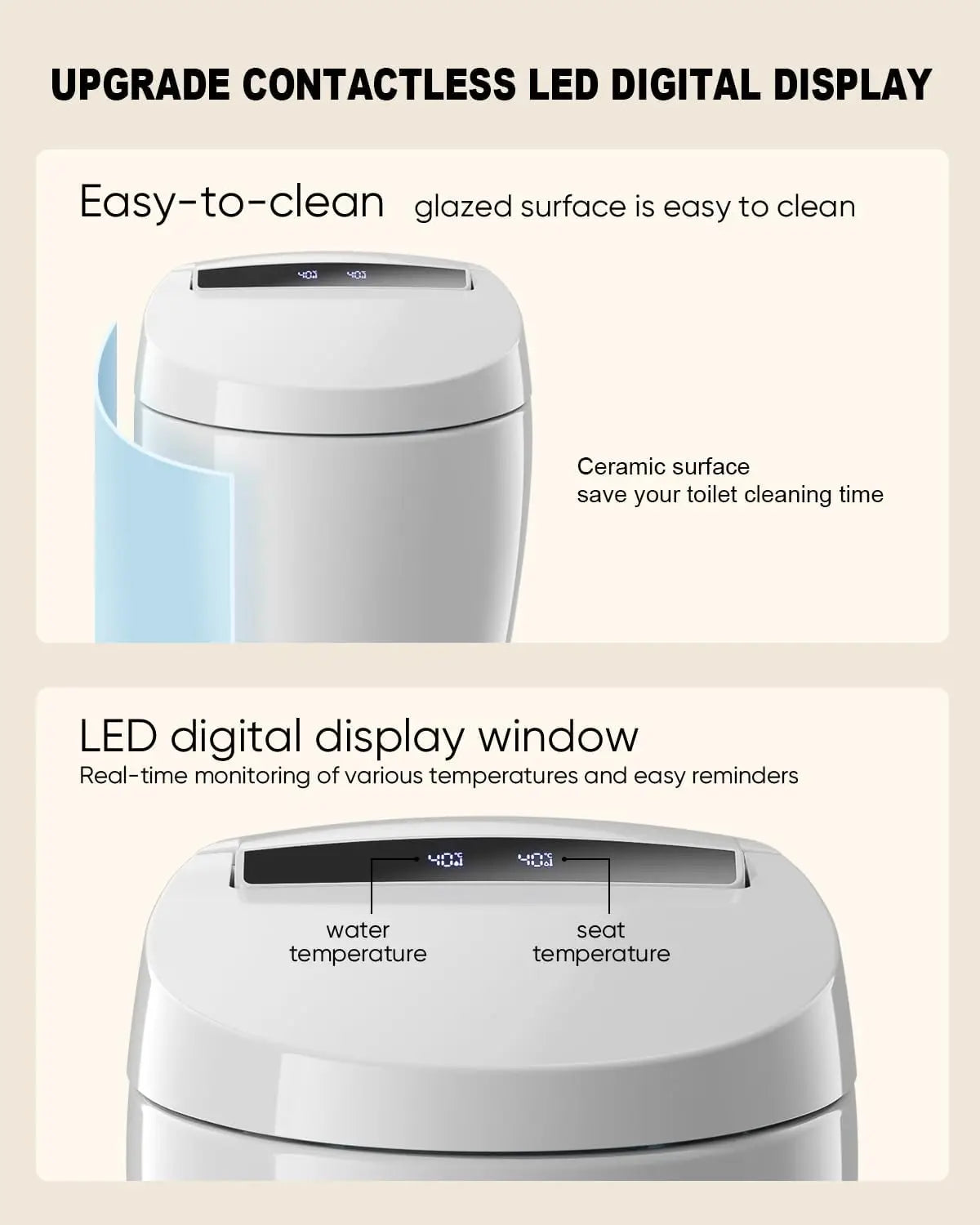 Luxury Smart Toilet with Heated Bidet Seat and Foot Sensor Operation