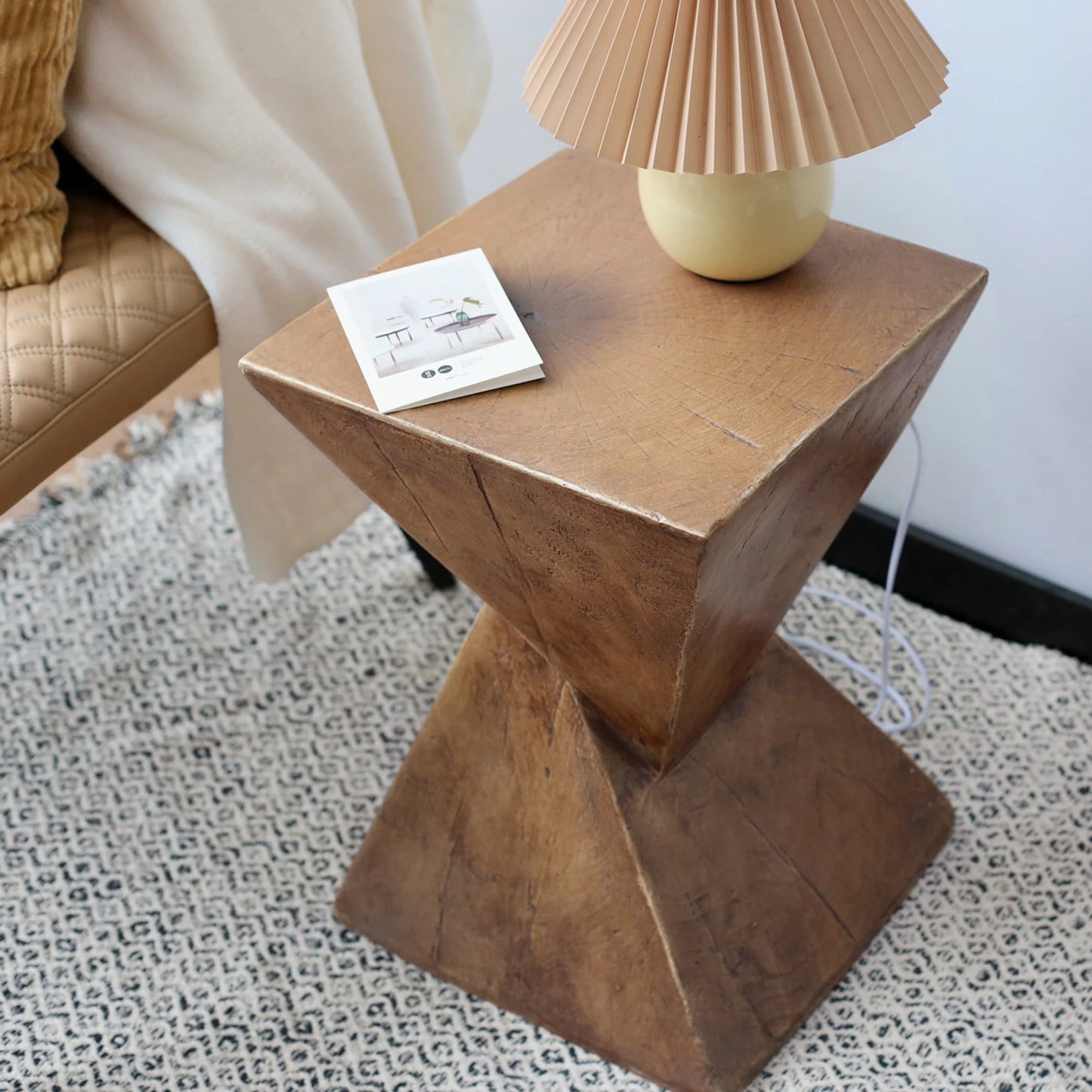 Lightweight Concrete Accent Table Modern Geometry Side Table