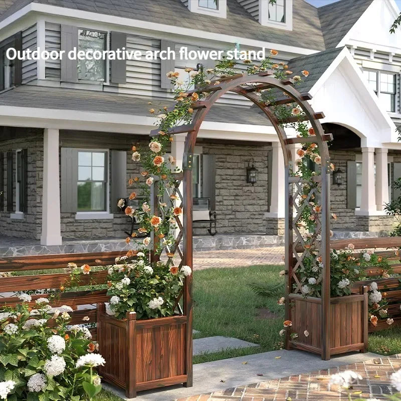 Outdoor Solid Wood Garden Arch Trellis Climbing Vines