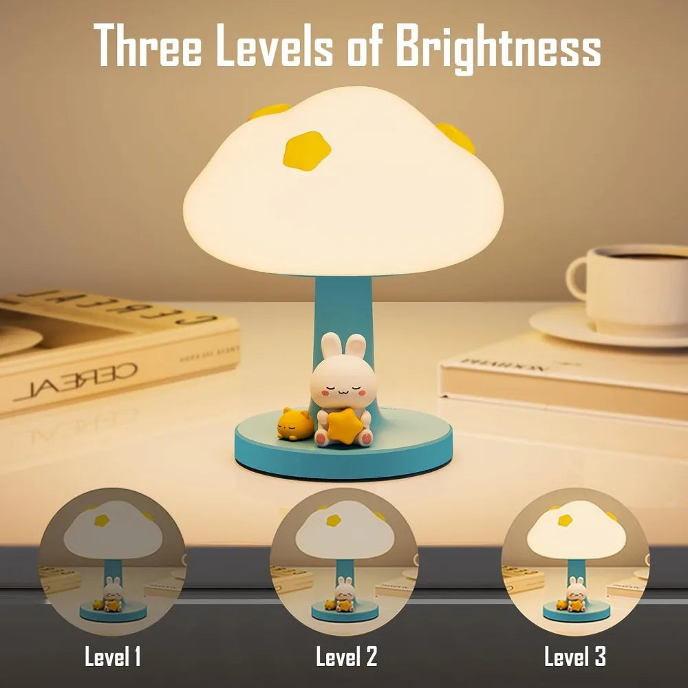 Cloud And Bunny Rechargeable Night Light Tap Control Silicone