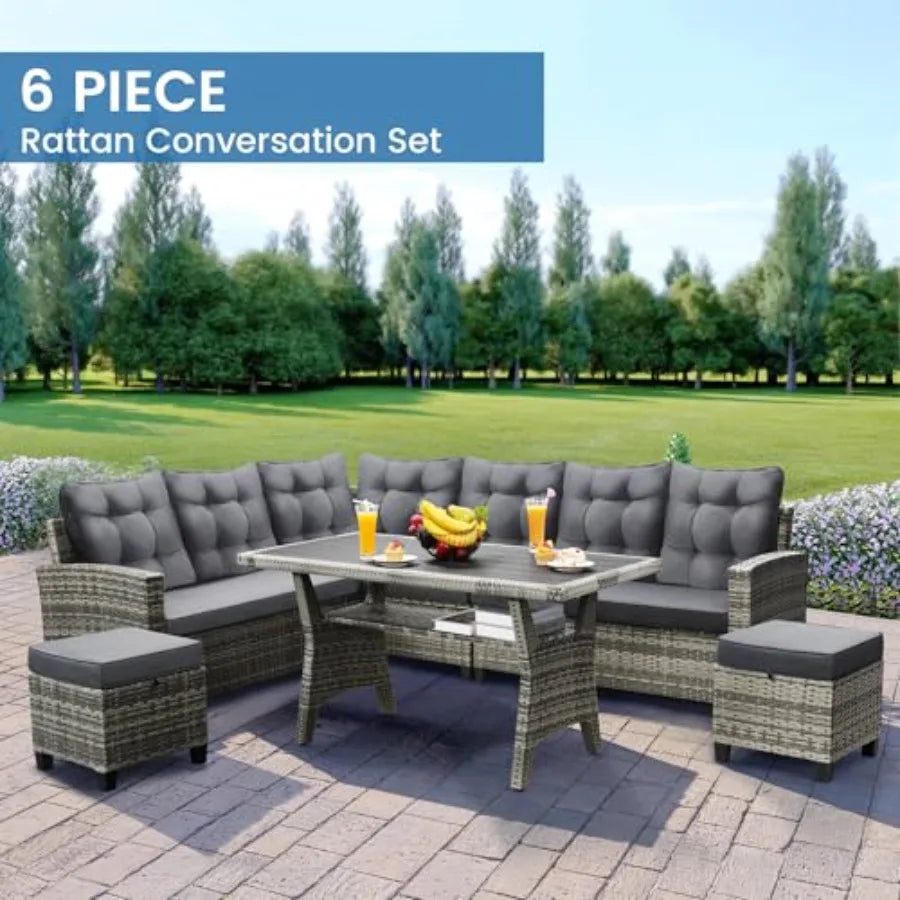 All Weather Patio Furniture Set Sectional Sofa Dining Table