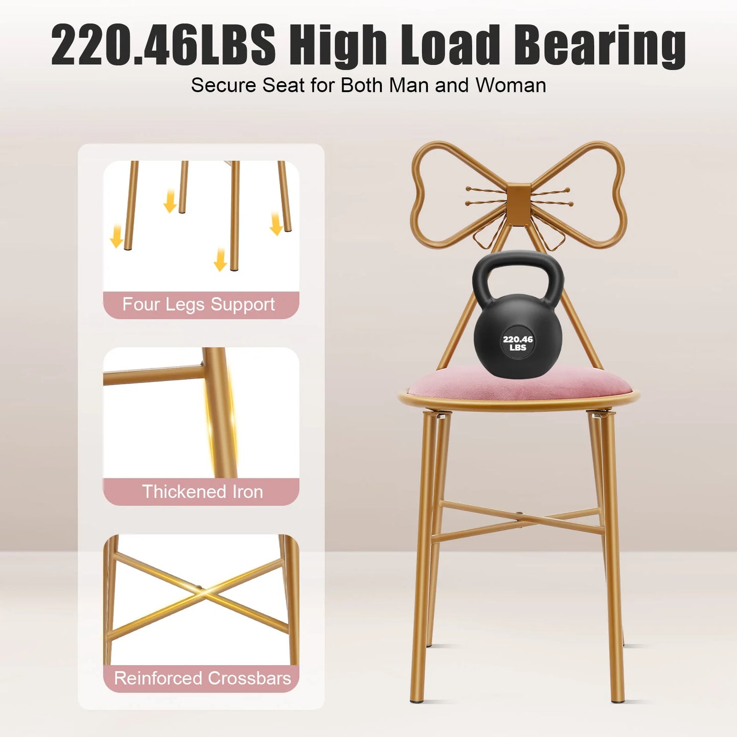Bymaocar Butterfly Backrest Chair Vanity Stool For Living Room
