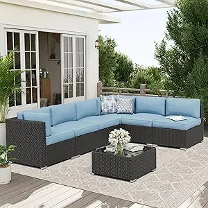 Outdoor Patio Furniture Set With Glass Top Table Cushions