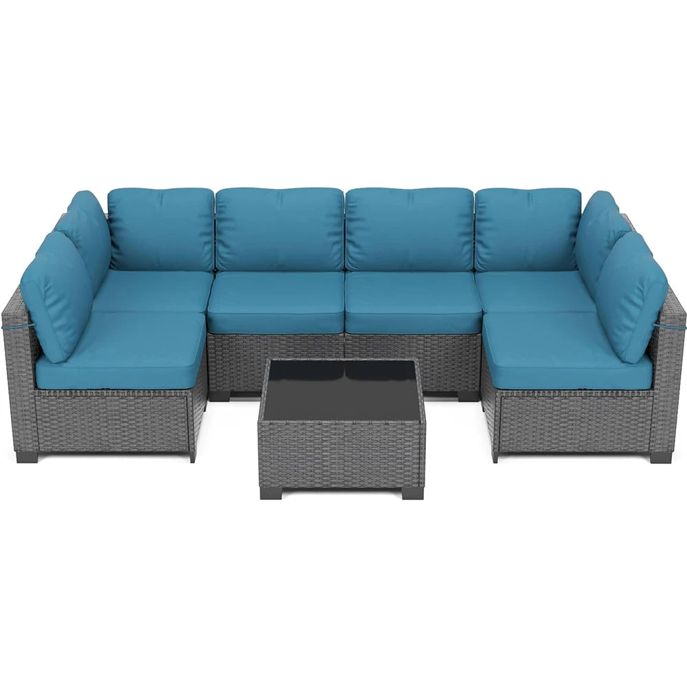 HiMISS 7 Piece PE Rattan Patio Set